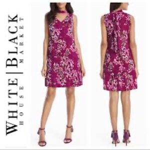 White House Black Market Fuchsia Floral Sleeveless Shift Dress